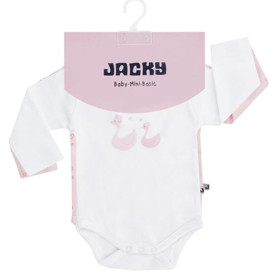 Jacky Body Langarm 2er Pack - Little Swan Rosa Weiß - Gr. 50/56