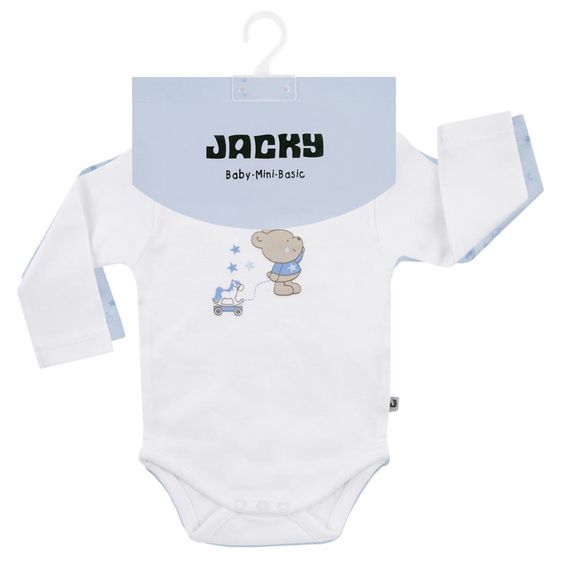 Jacky Body Langarm 2er Pack - Little Teddy Hellblau Weiß - Gr. 50/56