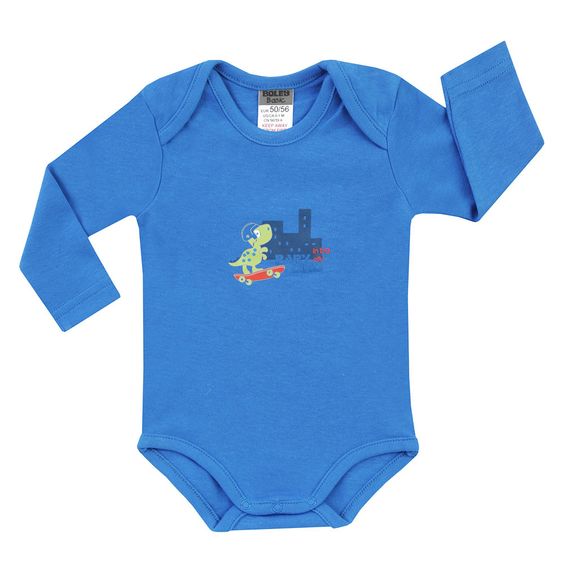 Jacky Body Langarm 3er Pack - Baby Dino Blau Weiß - Gr. 50/56