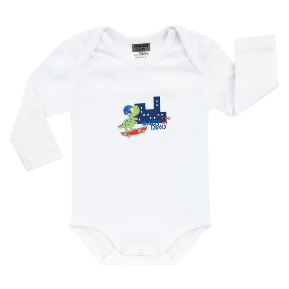 Jacky Body Langarm 3er Pack - Baby Dino Blau Weiß - Gr. 50/56