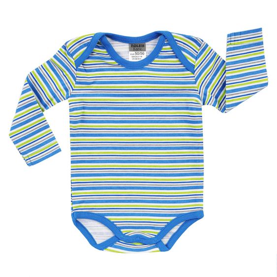 Jacky Body Langarm 3er Pack - Baby Dino Blau Weiß - Gr. 50/56