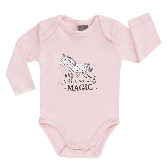 Jacky Body Langarm 3er Pack - Einhorn Rosa Grau Weiß - Gr. 50/56