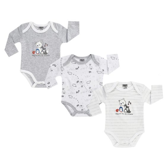 Jacky Body Langarm 3er Pack - Little Bear Grau - Gr. 50
