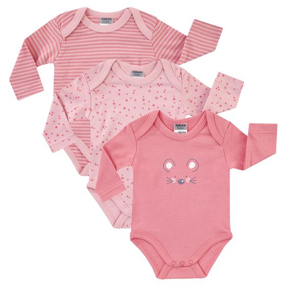 Jacky Body Langarm 3er Pack - Maus Rosa - Gr. 50/56