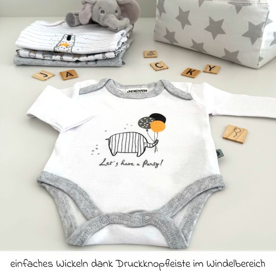 Jacky Body Langarm 4er Pack - Let's have a Party Offwhite Grau Melange - Gr. 50/56