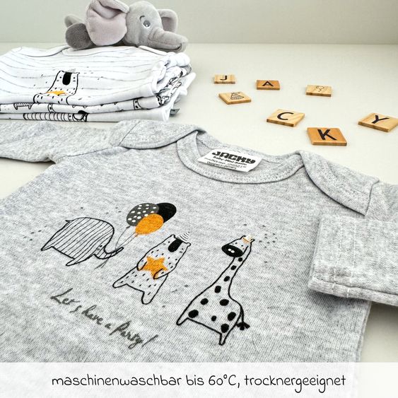 Jacky Body Langarm 4er Pack - Let's have a Party Offwhite Grau Melange - Gr. 50/56
