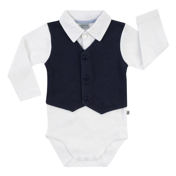 Jacky Body Langarm mit Weste Classic Boys - Weiß Marine - Gr. 56