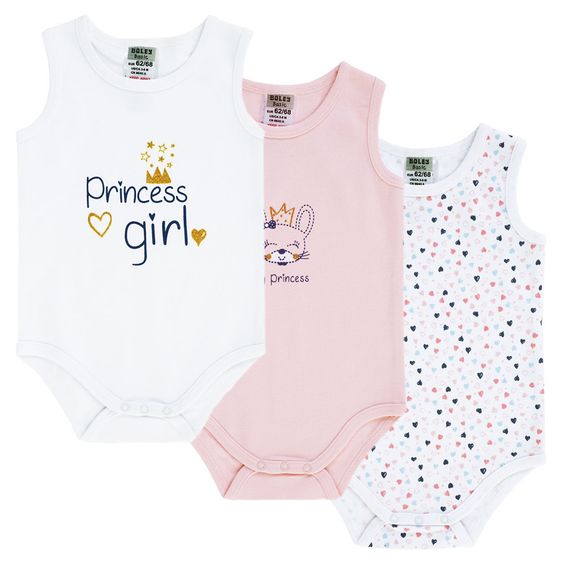 Jacky Body ohne Arm 3er Pack My Princess - Rosa Weiß - Gr. 50/56