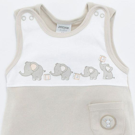 Jacky Interlock Strampler Elephant - Beige - Gr. 50 