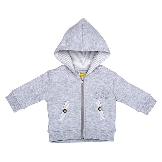 Jacky Kapuzenjacke Obst - Streifen Hellgrau Melange - Gr. 56