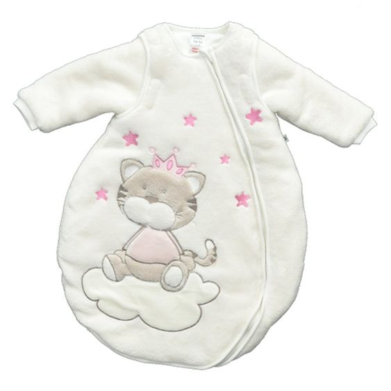 Jacky Kuschelfleece Schlafsack mit abnehmbaren Ärmeln - Kätzchen Rosa - Gr. 50/56