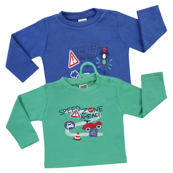 Jacky Langarmshirt 2er Pack - Traffic Blau Grün - Gr. 50/56