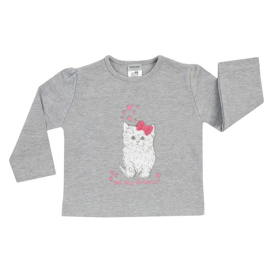 Jacky Langarmshirt Basic Line - Cat Friend Grau Melange - Gr. 68