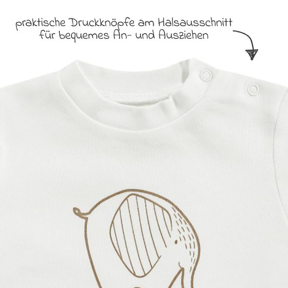 Jacky Camicia Hello Baby a maniche lunghe - Elefante - Bianco sporco - Taglia 50
