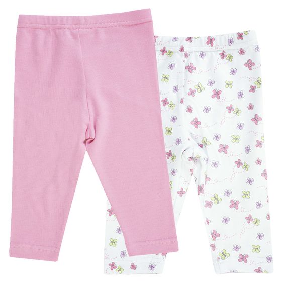 Jacky Leggings 2er Pack - Blumen Weiß Rosa  - Gr. 50/56