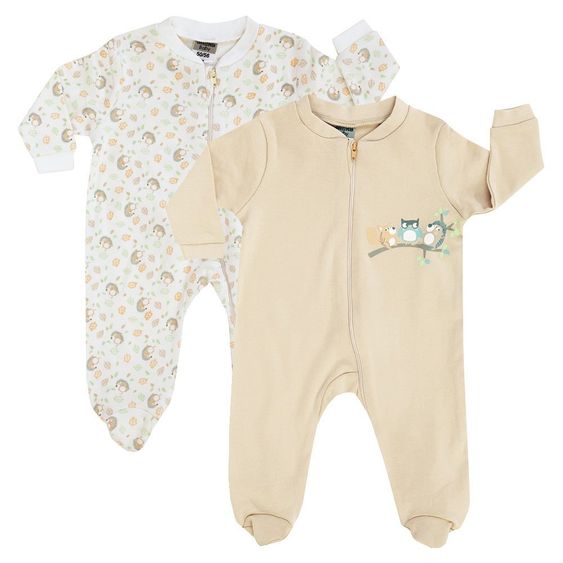 Jacky Schlafanzug 1-tlg. 2er Pack Igel & Freunde - Offwhite Beige - Gr. 62/68