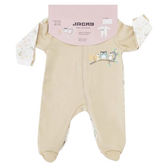 Jacky Schlafanzug 1-tlg. 2er Pack Igel & Freunde - Offwhite Beige - Gr. 62/68