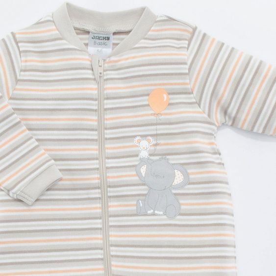 Jacky Schlafanzug 1tlg. Elephant - Ringel Beige - Gr. 56