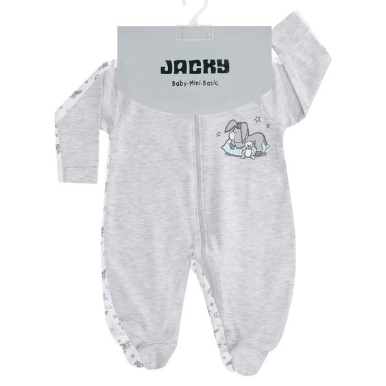 Jacky Schlafanzug Einteiler 2er Pack - Donkey Hellgrau Melange Weiß - Gr. 50/56