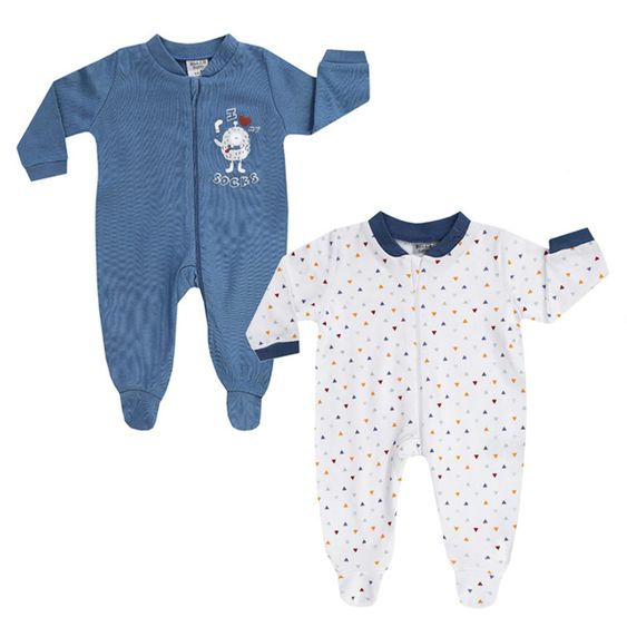 Jacky Schlafanzug Einteiler 2er Pack - Little Monster Blau - Gr. 50