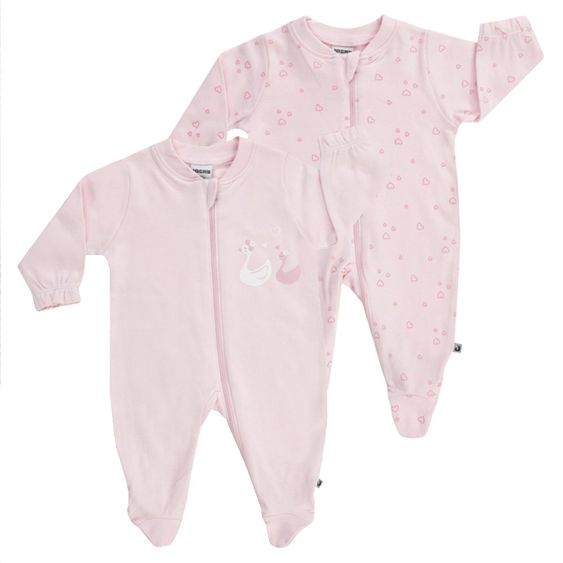 Jacky Schlafanzug Einteiler 2er Pack - Little Swan Rosa - Gr. 50/56