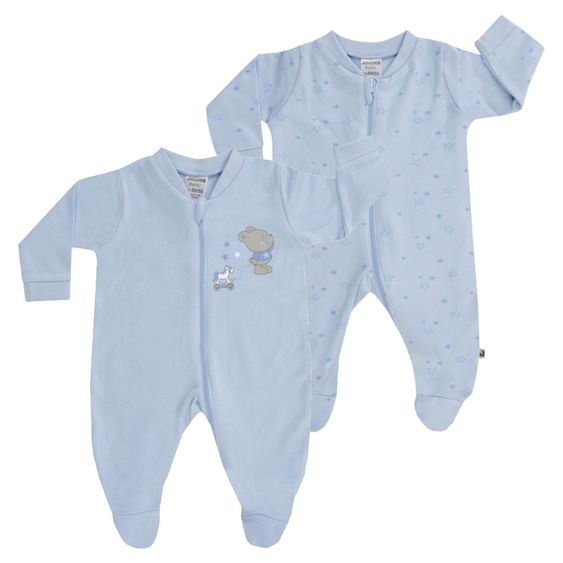 Jacky Schlafanzug Einteiler 2er Pack - Little Teddy Hellblau - Gr. 50/56