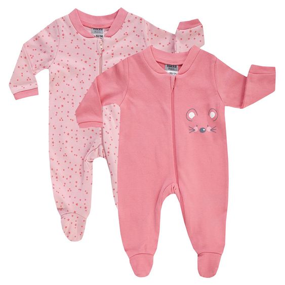 Jacky Schlafanzug Einteiler 2er Pack - Maus Rosa - Gr. 50/56