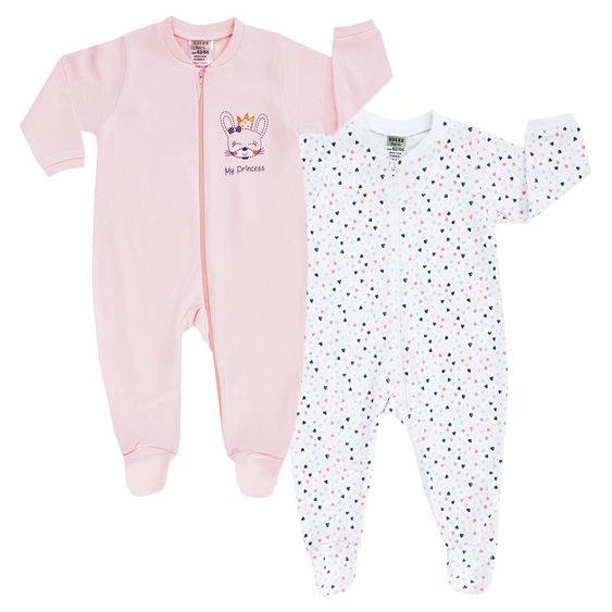 Jacky Schlafanzug Einteiler 2er Pack My Princess - Rosa Weiß - Gr. 50/56