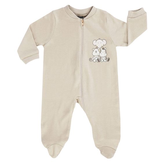 Jacky Schlafanzug Einteiler 2er Pack - Tierkinder Beige Offwhite - Gr. 74/80