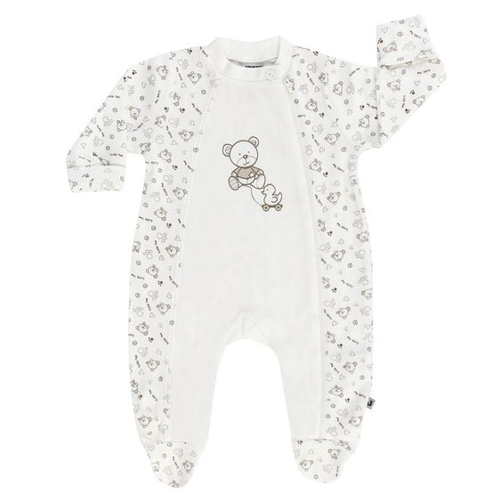 Jacky Schlafanzug Einteiler inkl. Kratzfäustlinge Bear - Allover Offwhite - Gr. 56