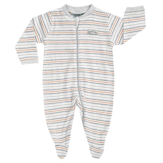 Jacky Schlafanzug Einteiler Lama - Ringel Grau Offwhite - Gr. 56