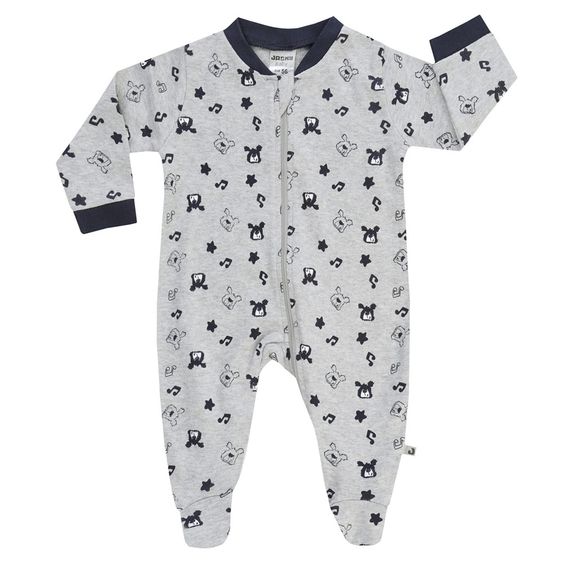 Jacky Schlafanzug Einteiler Rockstar - Grau Melange - Gr. 50