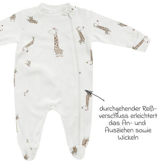 Jacky Schlafanzug inkl. Kratzfäustlinge - Giraffe Allover - Offwhite - Gr. 50