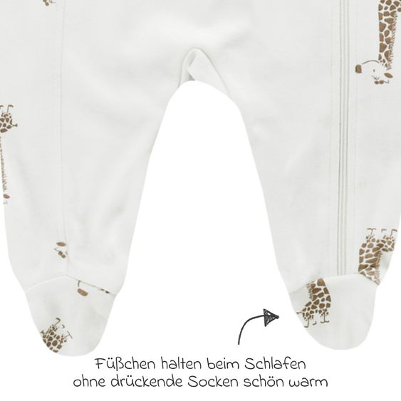 Jacky Schlafanzug inkl. Kratzfäustlinge - Giraffe Allover - Offwhite - Gr. 50