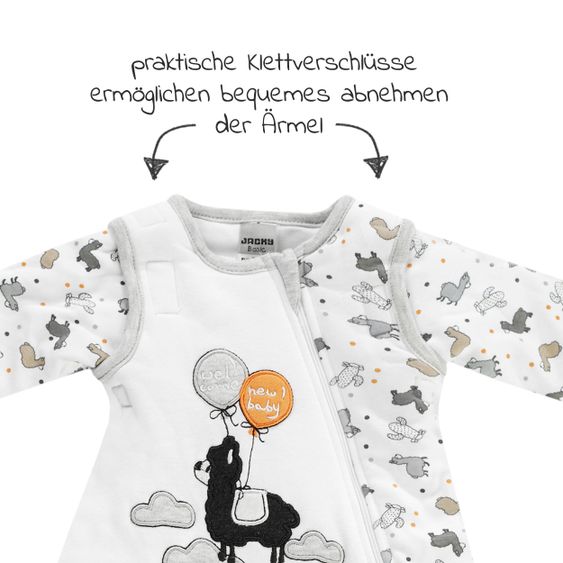 Jacky Schlafsack wattiert Ärmel abnehmbar - Lama Allover Offwhite - Gr. 50