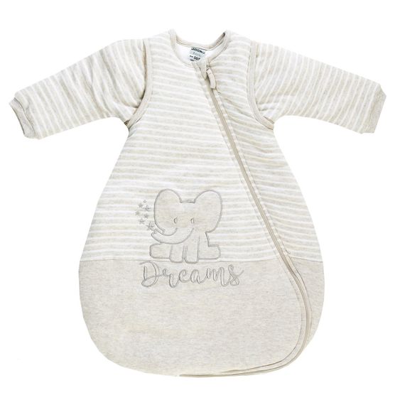 Jacky Schlafsack wattiert Ärmel abnehmbar Organic Cotton - Elefant Dreams Beige - Gr. 50/56