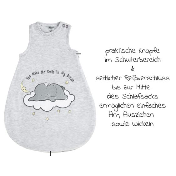 Jacky Schlafsack wattiert - Elephant Hellgrau - Gr. 74