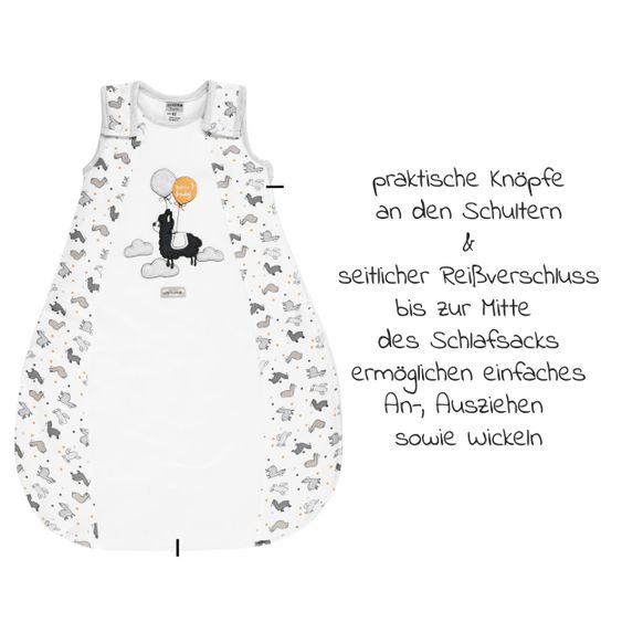 Jacky Schlafsack wattiert - Lama Allover Offwhite - Gr. 56