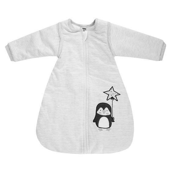 Jacky Schlafsack wattiert Make a Wish - Pinguin Grau Melange - Gr. 50/56