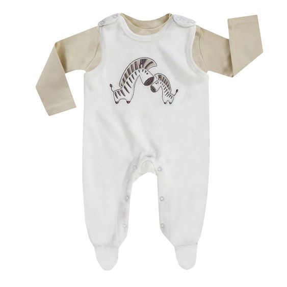 Jacky Set Interlock-Strampler & Shirt - Zebras Offwhite - Gr. 50