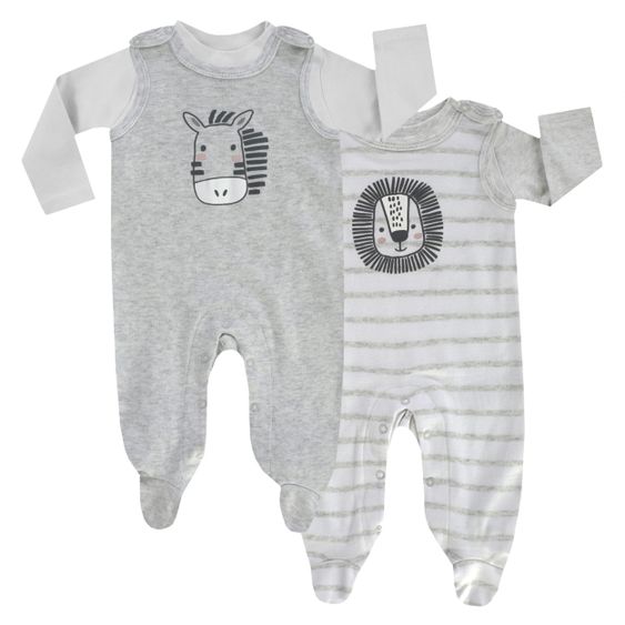 Jacky Set Strampler & Shirt 2er Pack - Safari Grau Weiß - Gr. 56