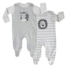 Set Strampler & Shirt 2er Pack - Safari Grau Weiß - Gr. 62