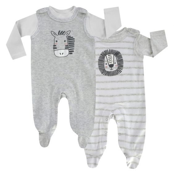 Jacky Set romper & shirt 2-pack - Safari Grey White - Size 74