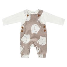 Set romper & shirt - elephant allover - striped mocha - size 74