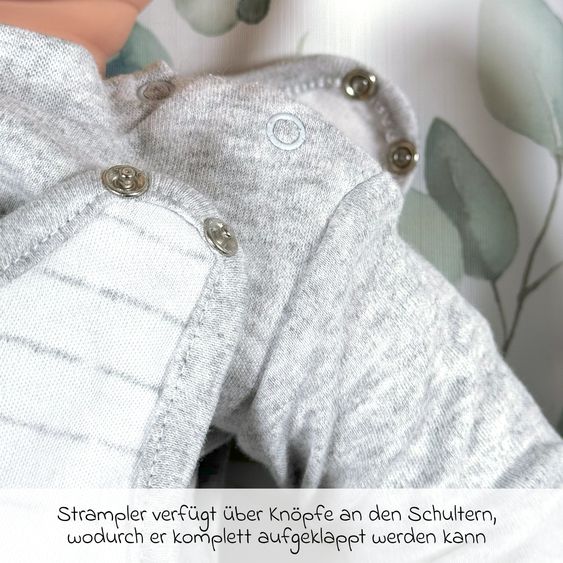 Jacky Set Strampler & Shirt - Let's have a Party Offwhite Grau Melange Ringel - Gr. 50/56