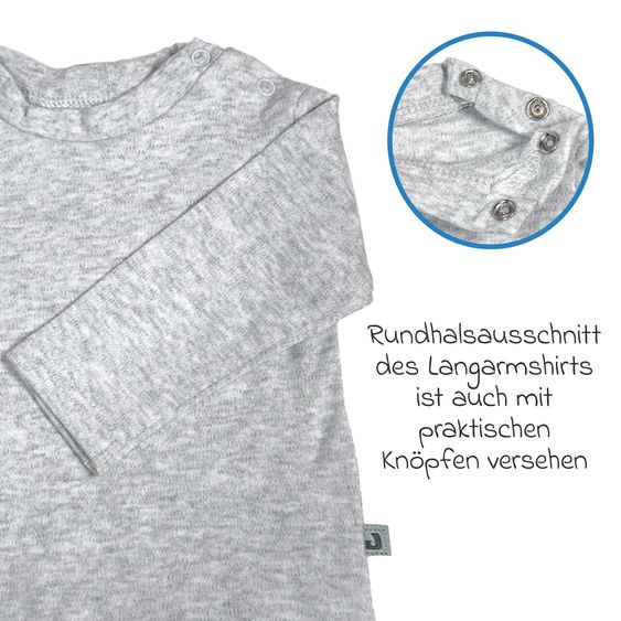 Jacky Set Strampler & Shirt - Let's have a Party Offwhite Grau Melange Ringel - Gr. 50/56