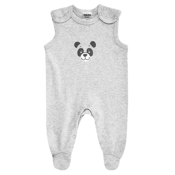 Jacky Strampler 2er Pack - Panda Grau Melange Weiß - Gr. 50/56