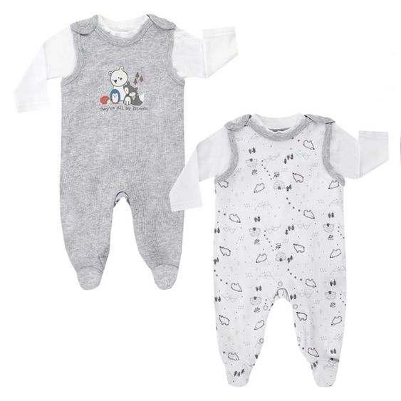 Jacky Strampler-Set 2er Pack - Little Bear Grau - Gr. 50