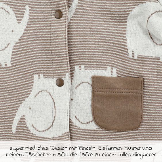 Jacky Strickjacke - Elefant Allover - Ringel Mokka - Gr. 74