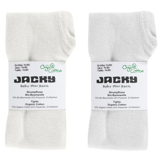 Jacky Strumpfhose 2er Pack aus Bio-Baumwolle - Weiß & Offwhite - Gr. 50/56